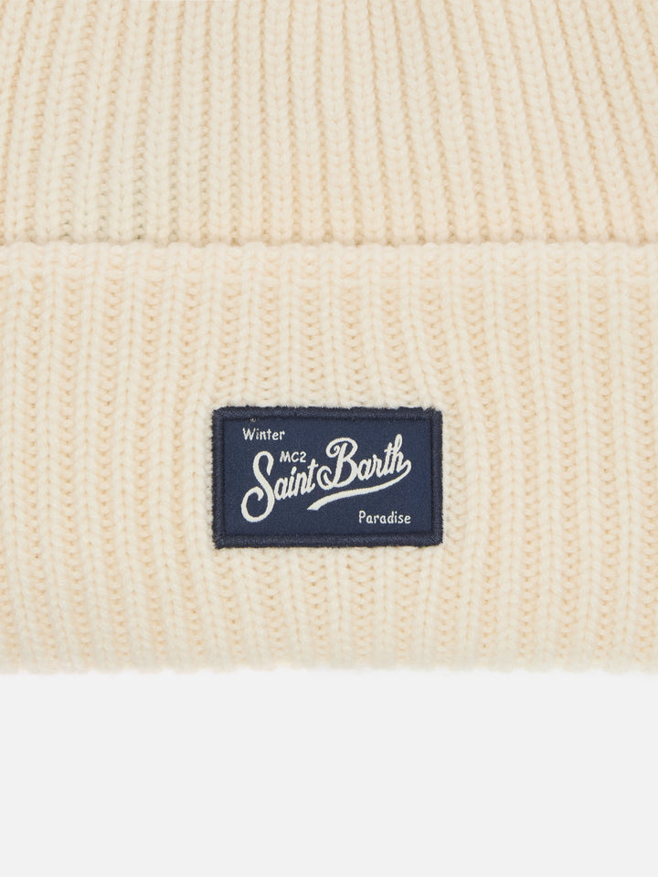 Berry W ribbed cashmere-blend beanie in white
