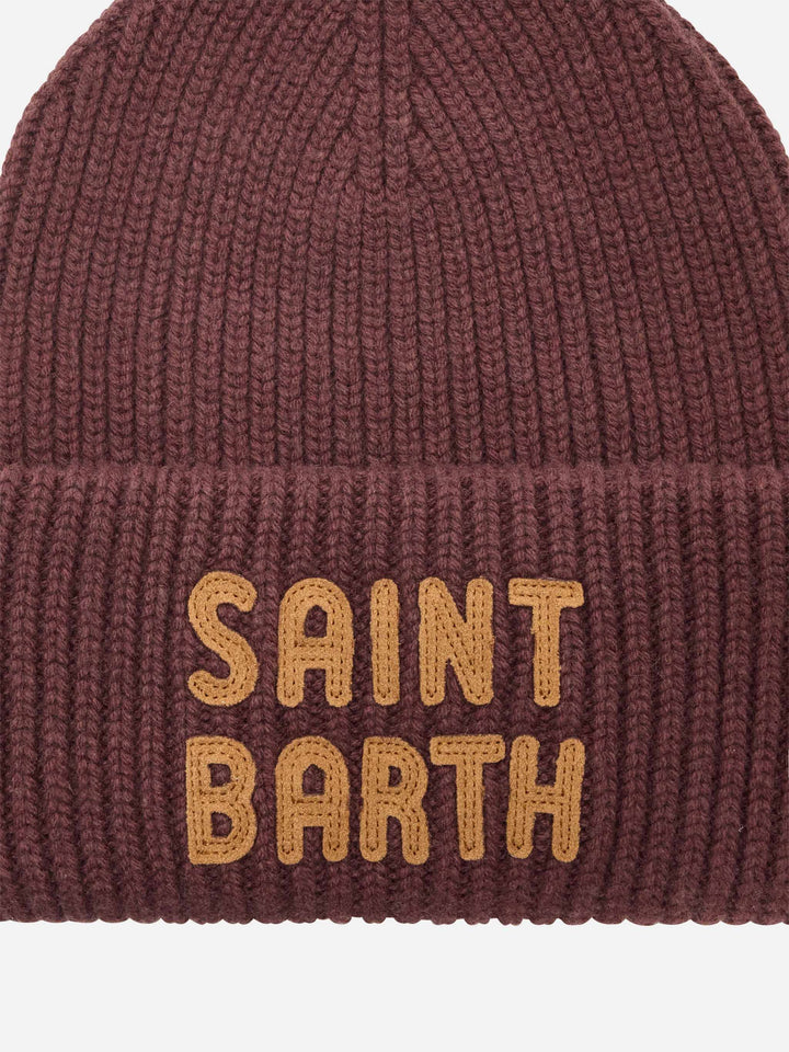 Gorro beanie Berry marrón con parche del logo 