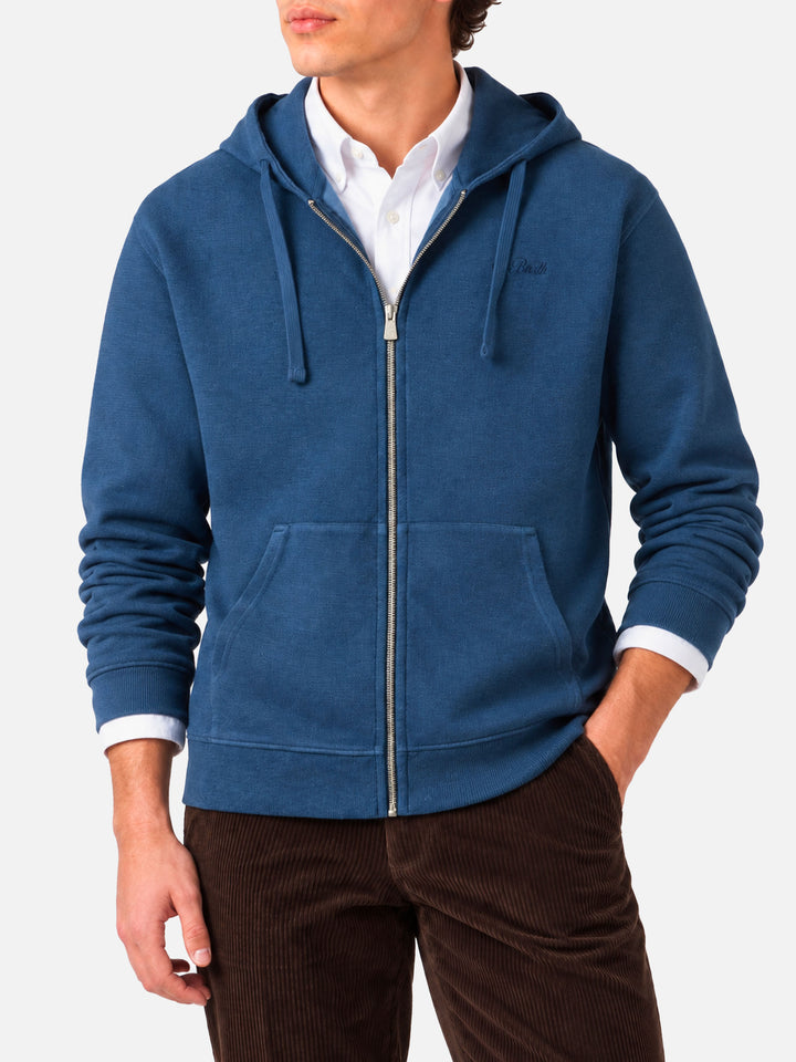 Sweat à capuche zippé Barrett en coton bleu 