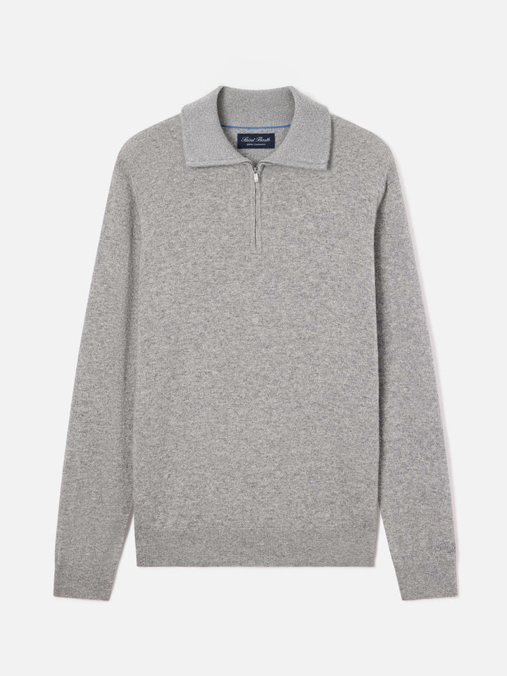 Grey Buck Cashmere-Strickpullover mit Half-Zip 