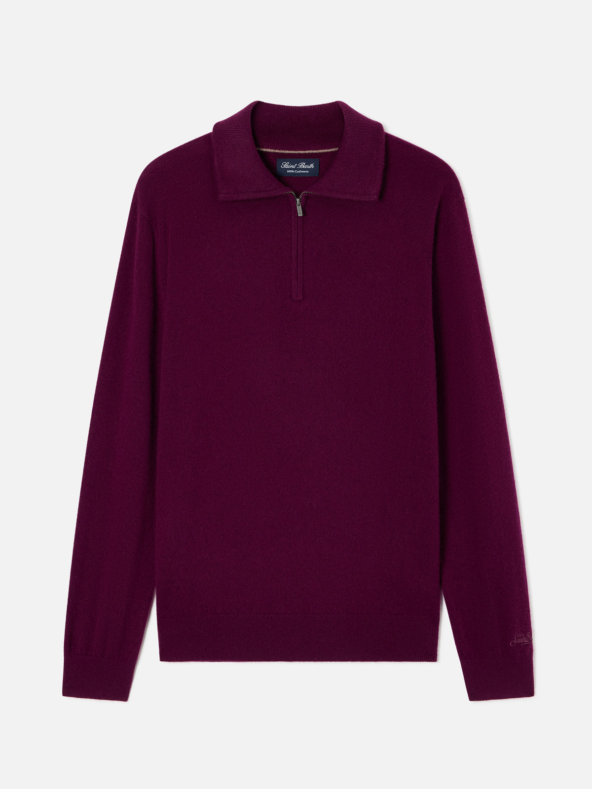 Maglia mezza zip in cashmere Buck bordeaux