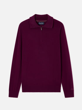 Maglia mezza zip in cashmere Buck bordeaux