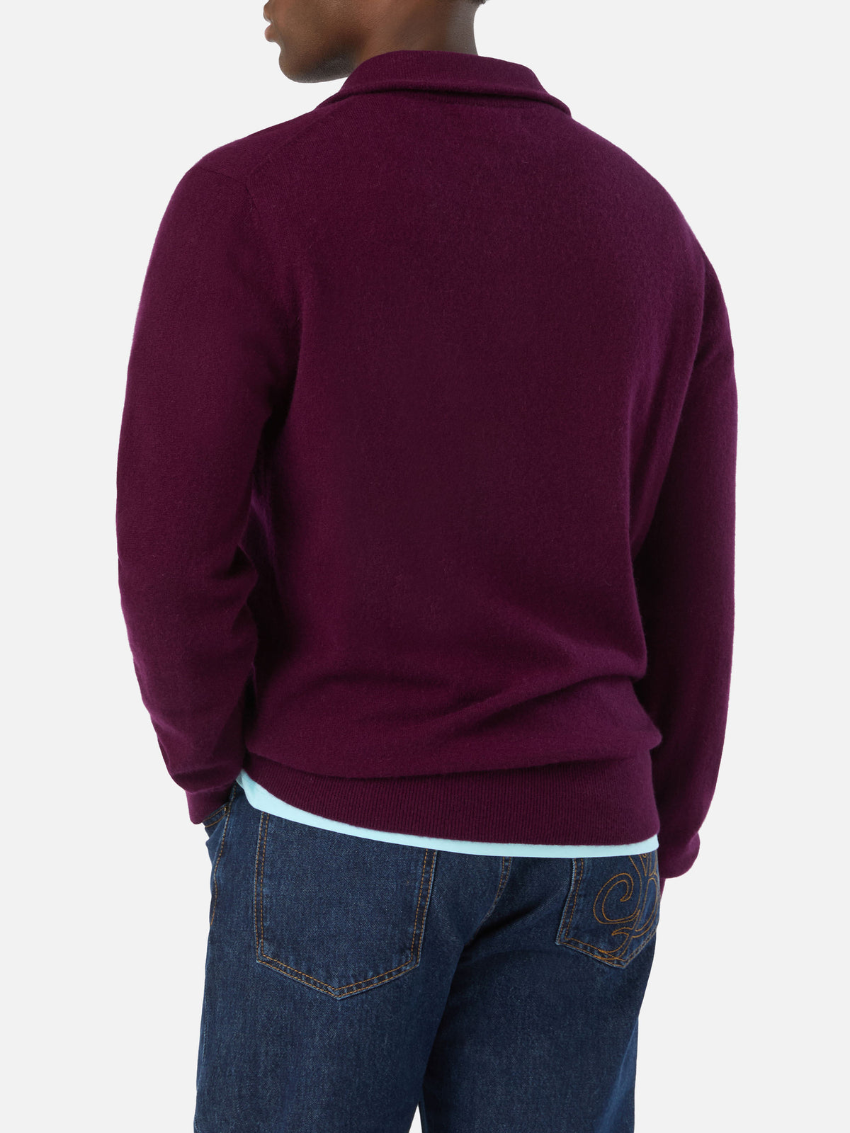 Maglia mezza zip in cashmere Buck bordeaux