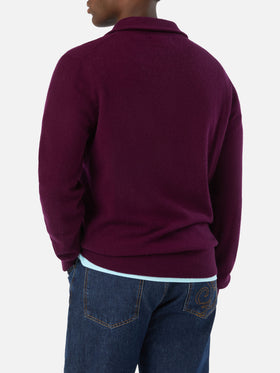 Maglia mezza zip in cashmere Buck bordeaux