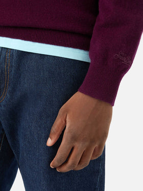 Maglia mezza zip in cashmere Buck bordeaux