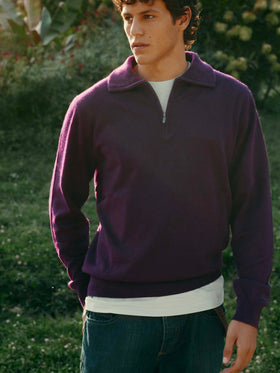 Maglia mezza zip in cashmere Buck bordeaux