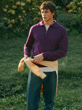 Maglia mezza zip in cashmere Buck bordeaux