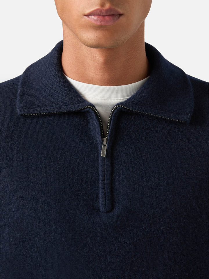 Punto de cachemir con media cremallera Buck Navy blue 