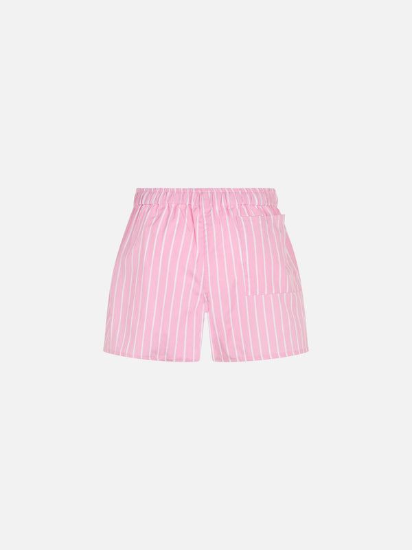 Girl cotton shorts Boxy Jr with pink striped print