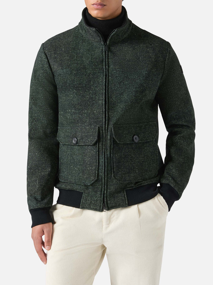 Thermo jacket Byron with melange grey wooly print