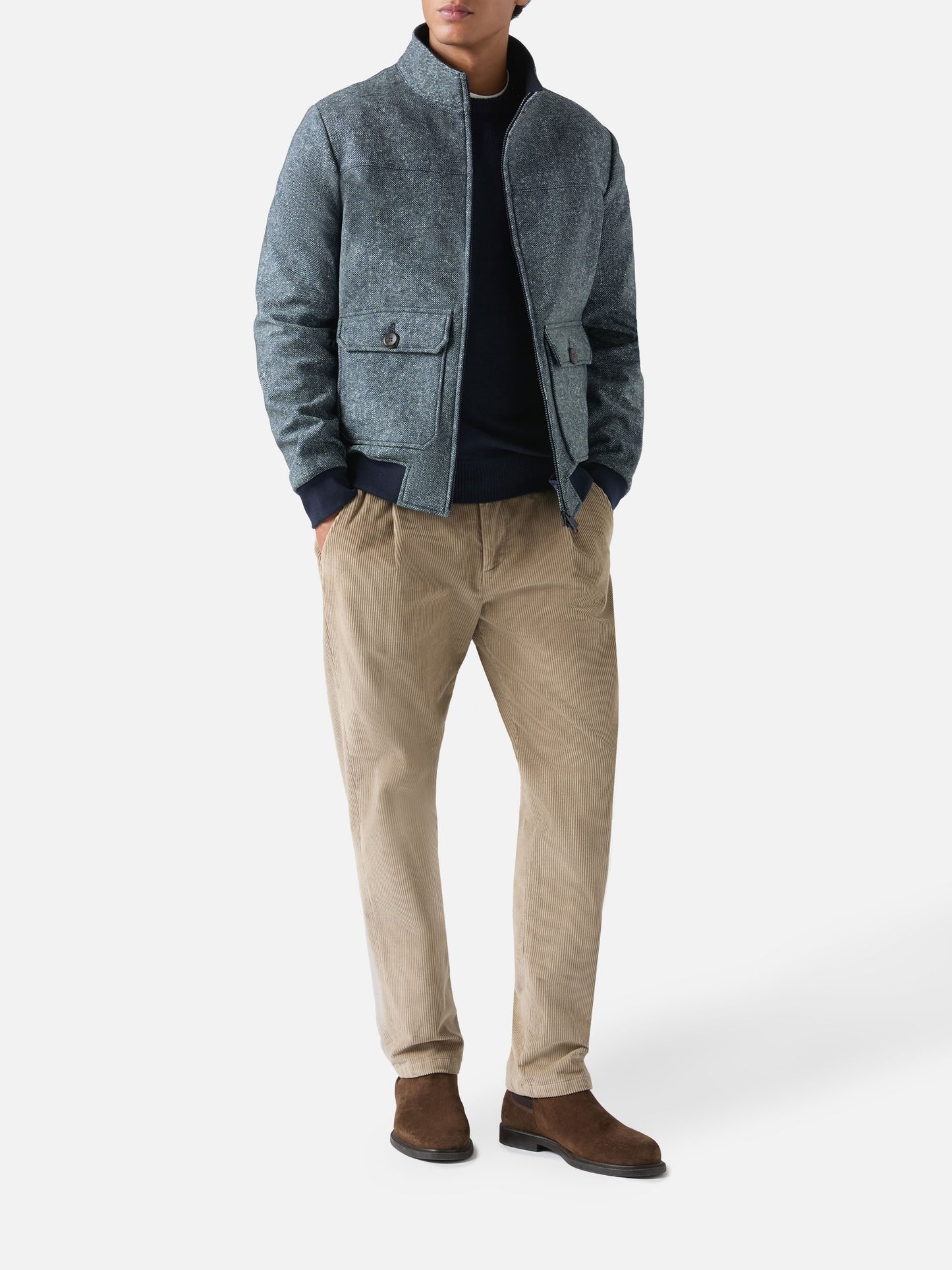 Thermojacke Byron mit melange-blauem Wollmuster