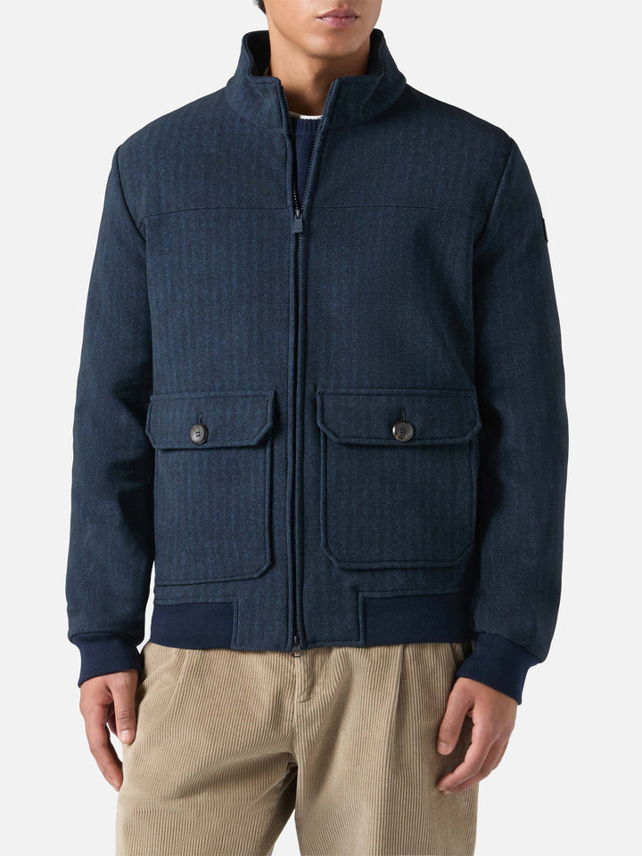 Thermo jacket Byron with blue herringbone print