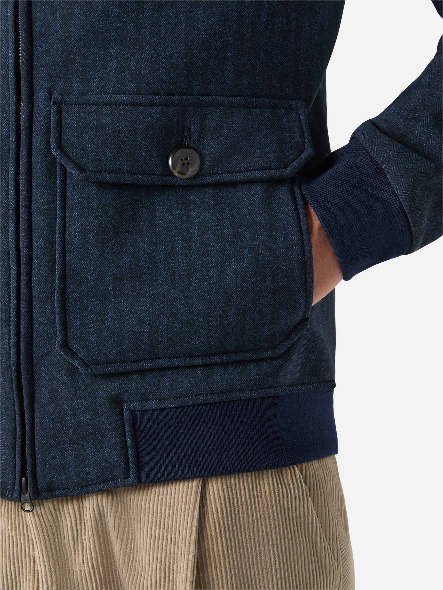 Thermojacke Byron mit blauem Fischgrätmuster