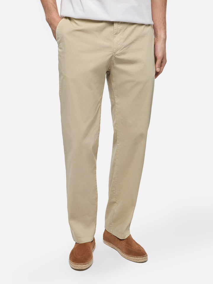Pantaloni in cotone beige Calais con coulisse