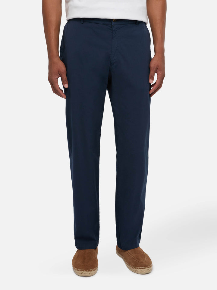 Pantaloni in cotone blu marino Calais con coulisse