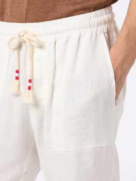 White linen pants Calais with drawstring