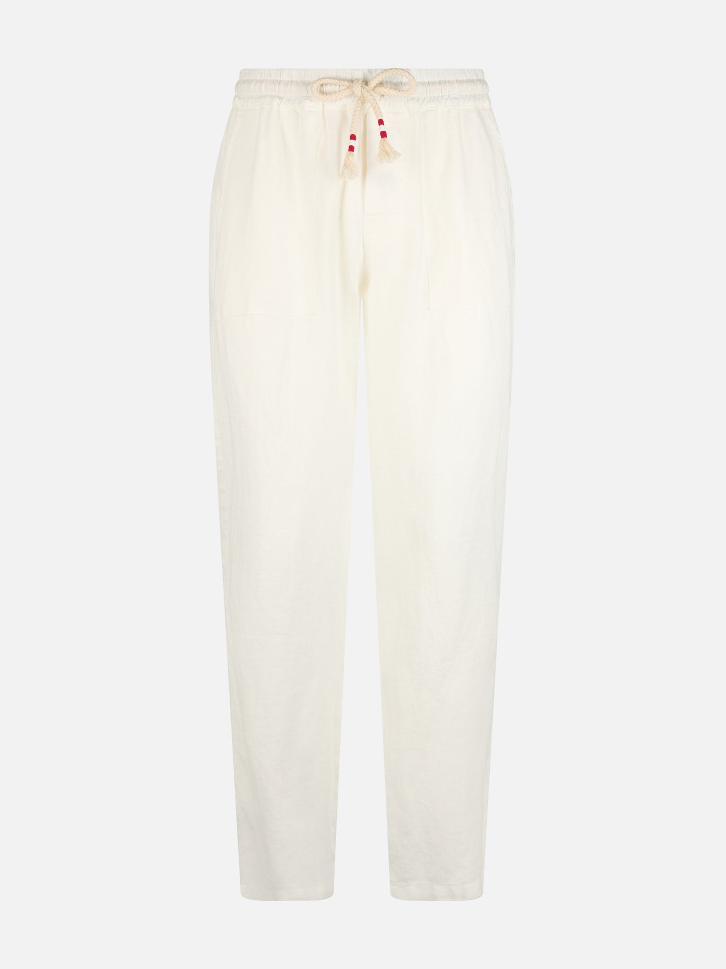 White linen pants Calais with drawstring