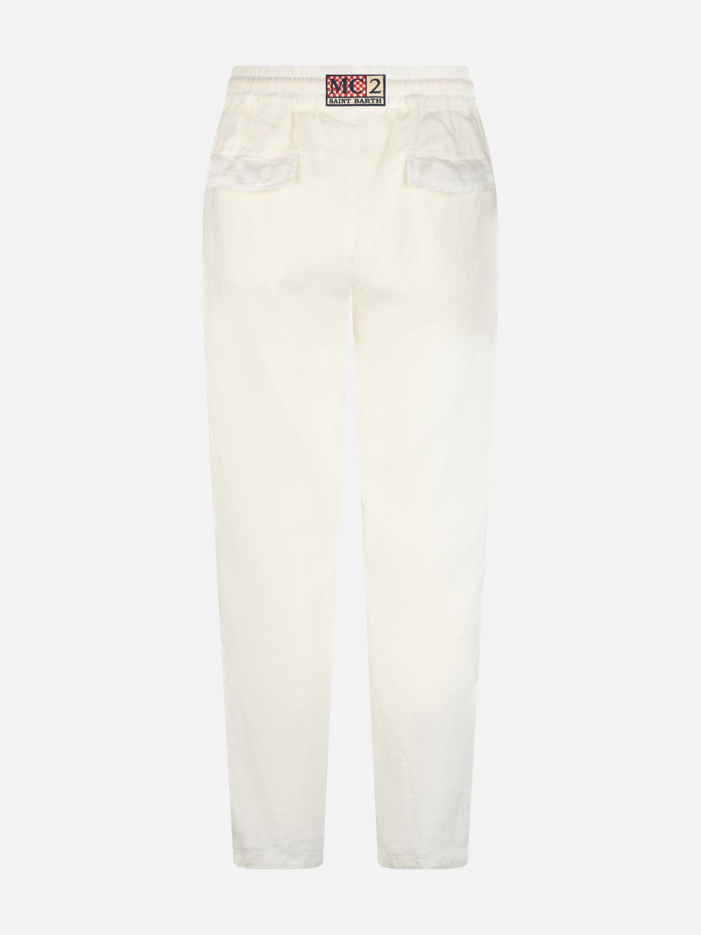 White linen pants Calais with drawstring