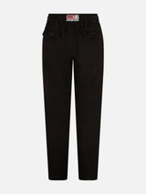 Man black linen Calais pants with drawstring