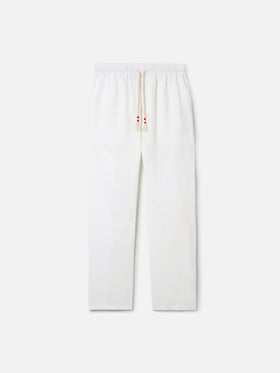 White Calais long pants in pure linen