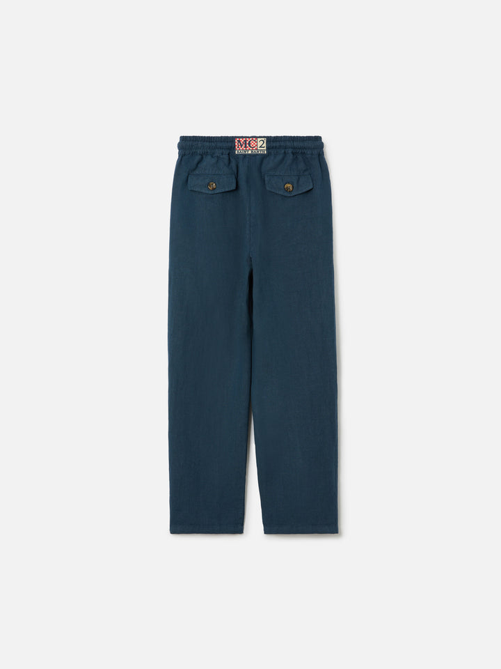 Navy blue Calais Jr pants in linen