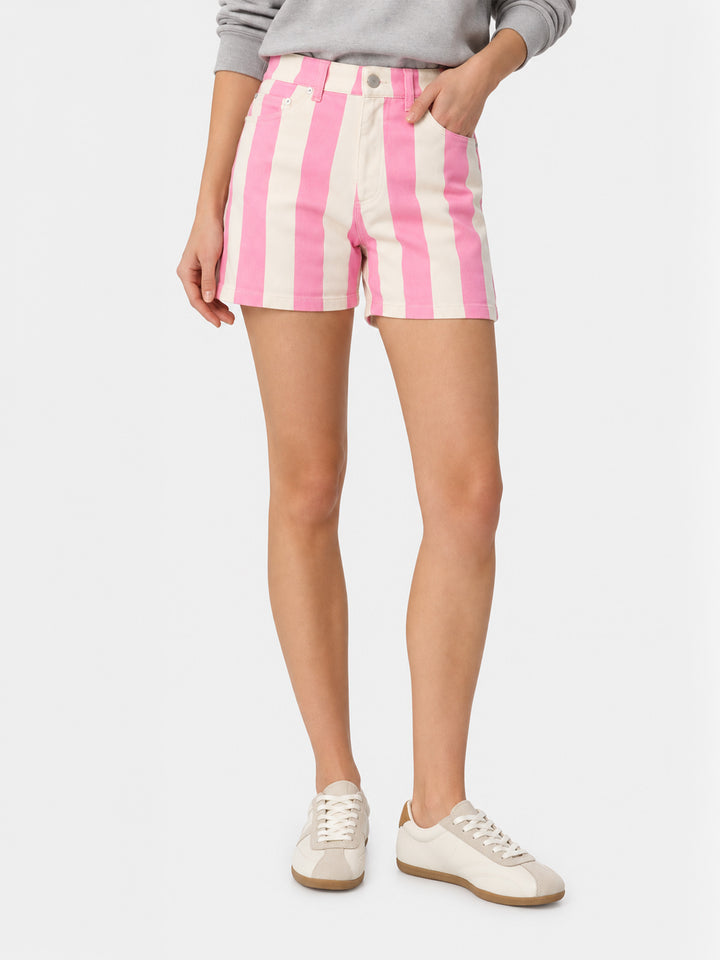 Bermuda en denim rayé rose Cancun 