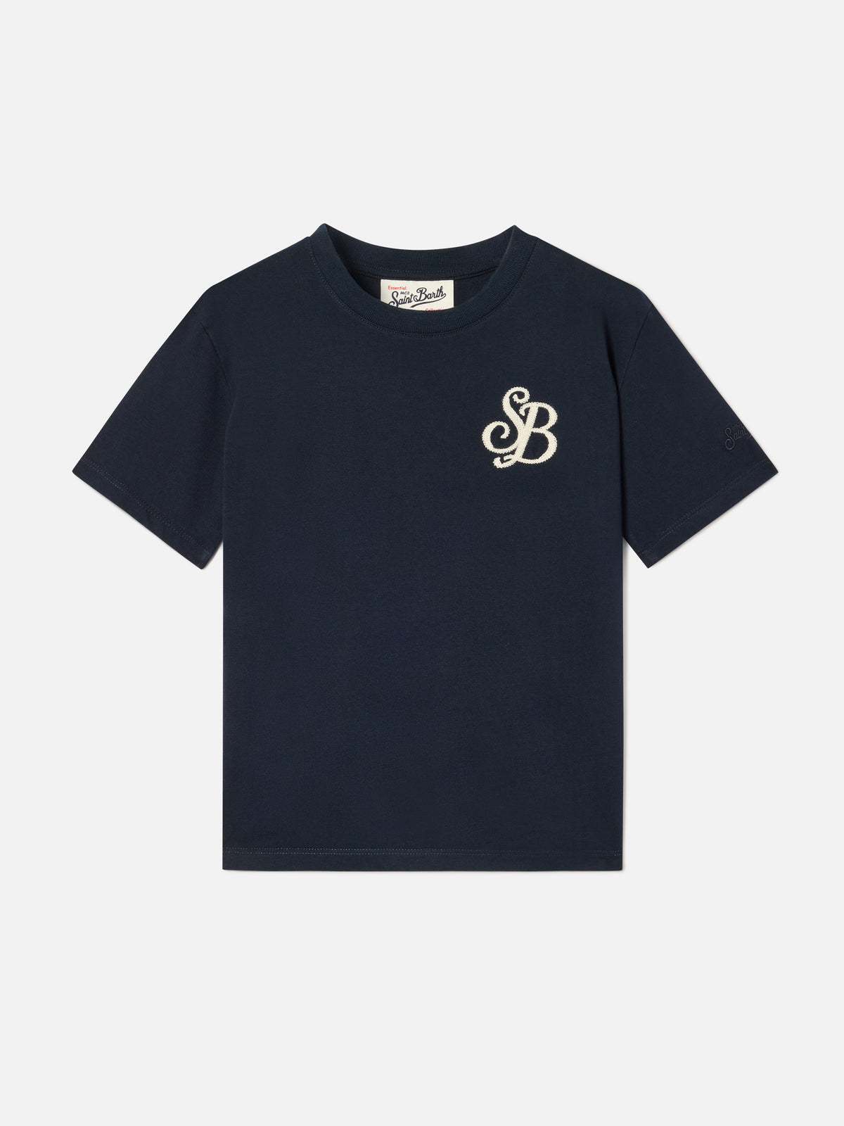 Navy blue Cameron organic cotton t-shirt with SB Legacy monogram