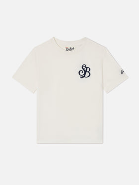 Cameron T-Shirt in Weiß mit SB-Monogrammstickerei 