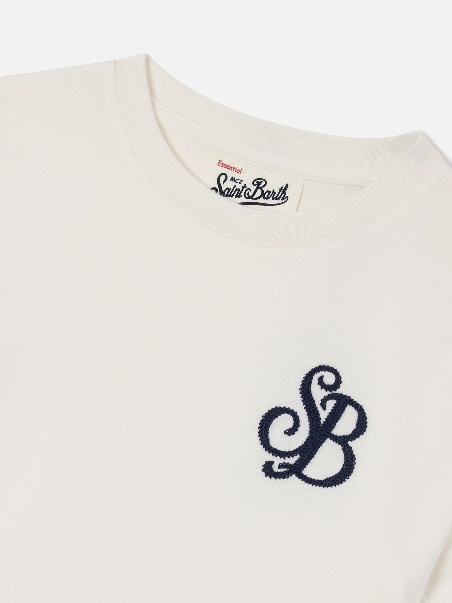 Cameron T-Shirt in Weiß mit SB-Monogrammstickerei 