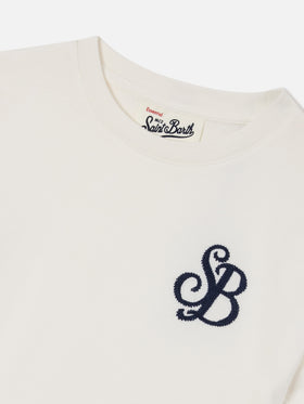 Cameron T-Shirt in Weiß mit SB-Monogrammstickerei 