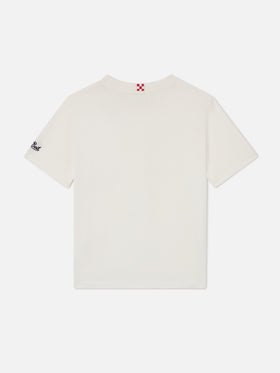Cameron T-Shirt in Weiß mit SB-Monogrammstickerei 