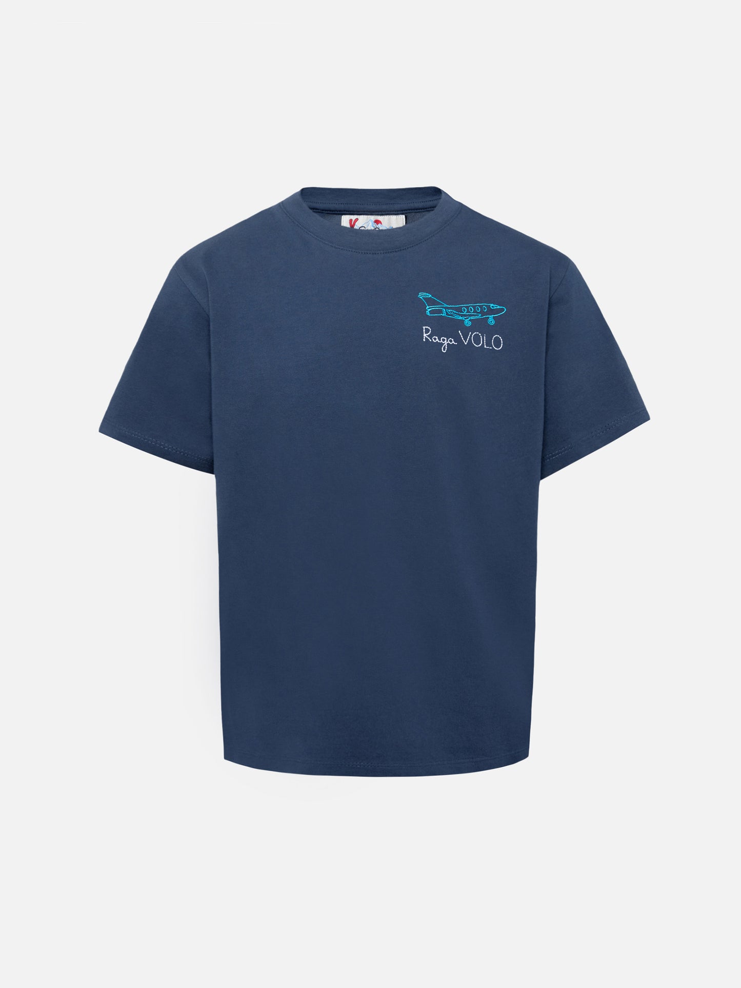 T-shirt Cameron in cotone blu con ricamo Raga VOLO