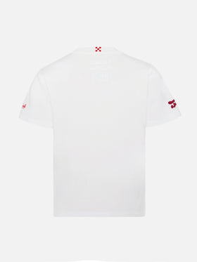 T-shirt Cameron Warm in cotone invernale bianco con ricamo E nun m'angoscià | VACANZE DI NATALE SPECIAL EDITION