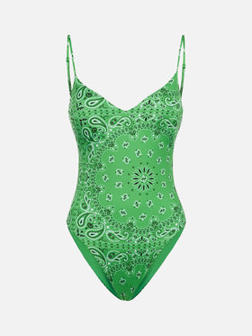 Einteiliger Damen-Badeanzug mit Bandana-Print
