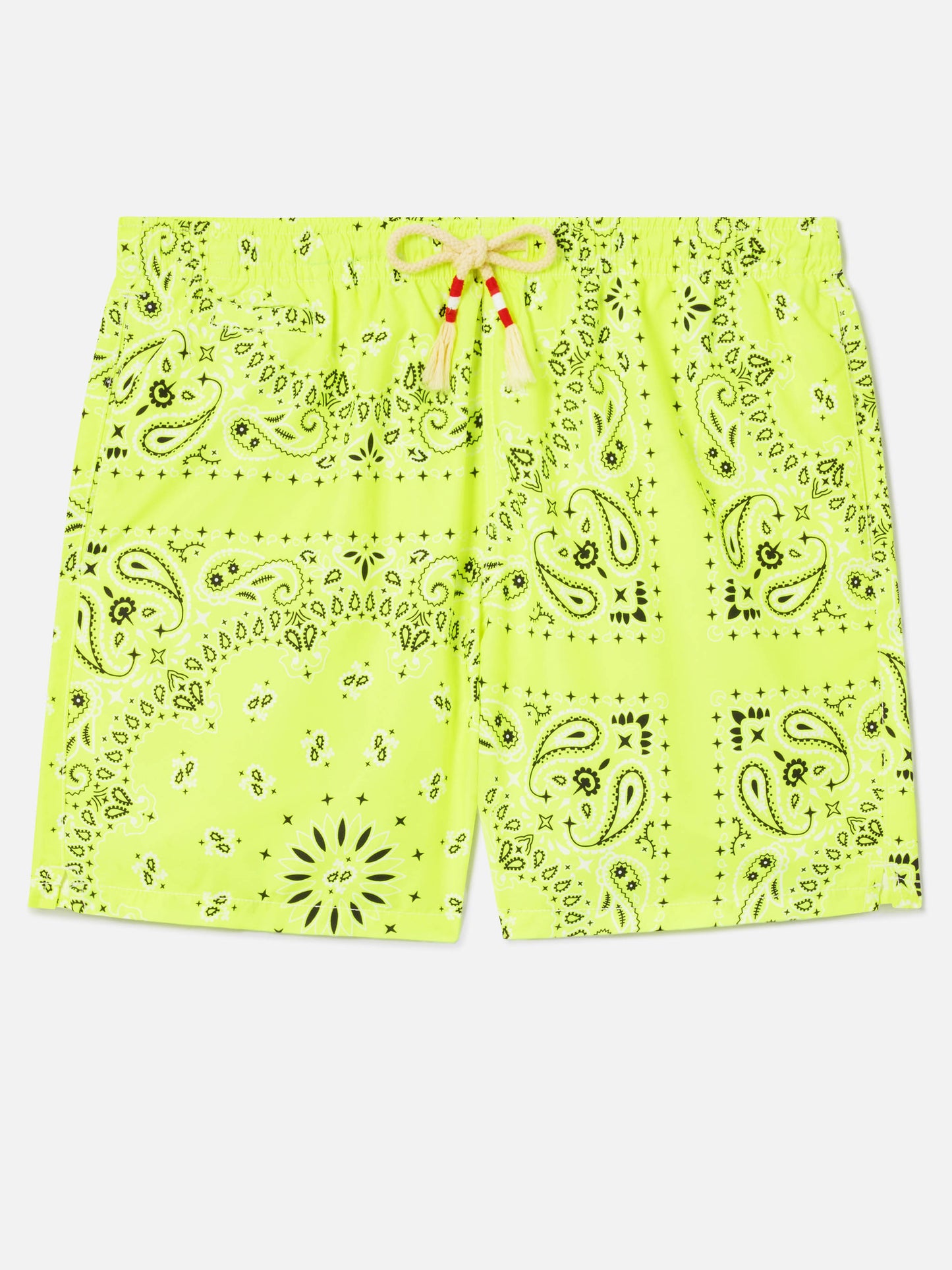 Caprese-Badeshorts mit Bandana-Muster in Fluogelb 