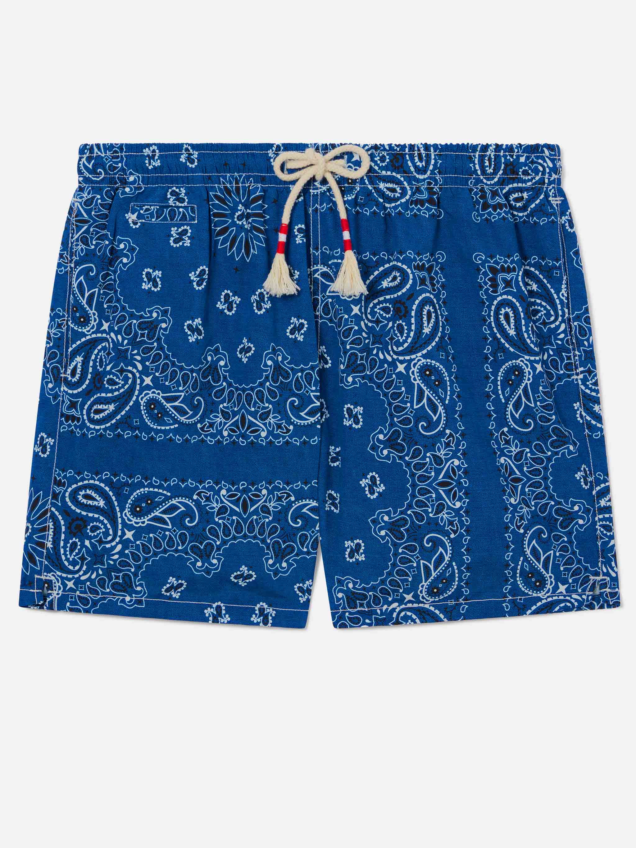 Caprese swim shorts with navy blue bandana print – MC2 Saint Barth
