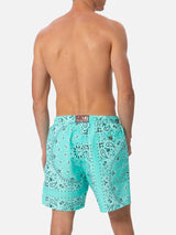 Man mid-length water green bandanna swim-shorts Caprese