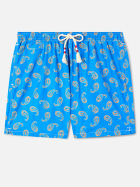 Caprese-Badeshorts in Bluette mit Paisley-Muster 