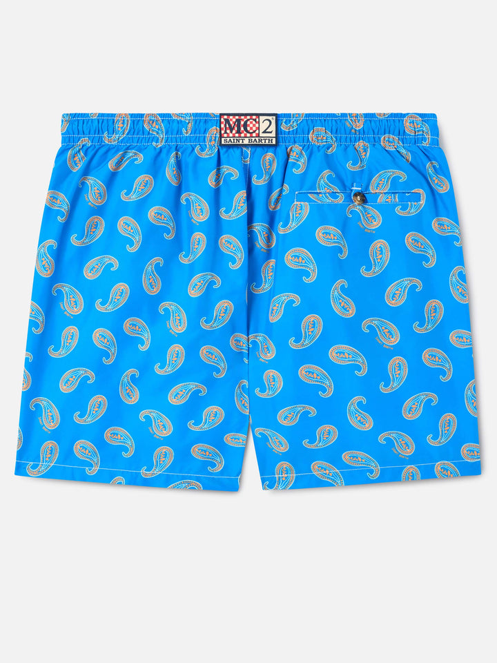 Caprese-Badeshorts in Bluette mit Paisley-Muster 