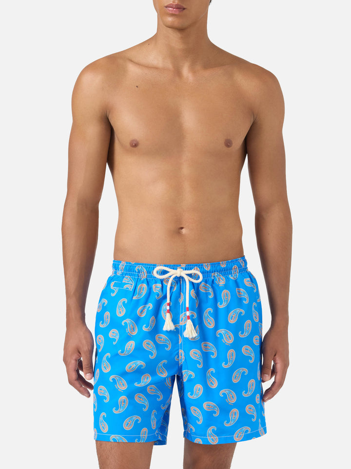 Caprese-Badeshorts in Bluette mit Paisley-Muster 