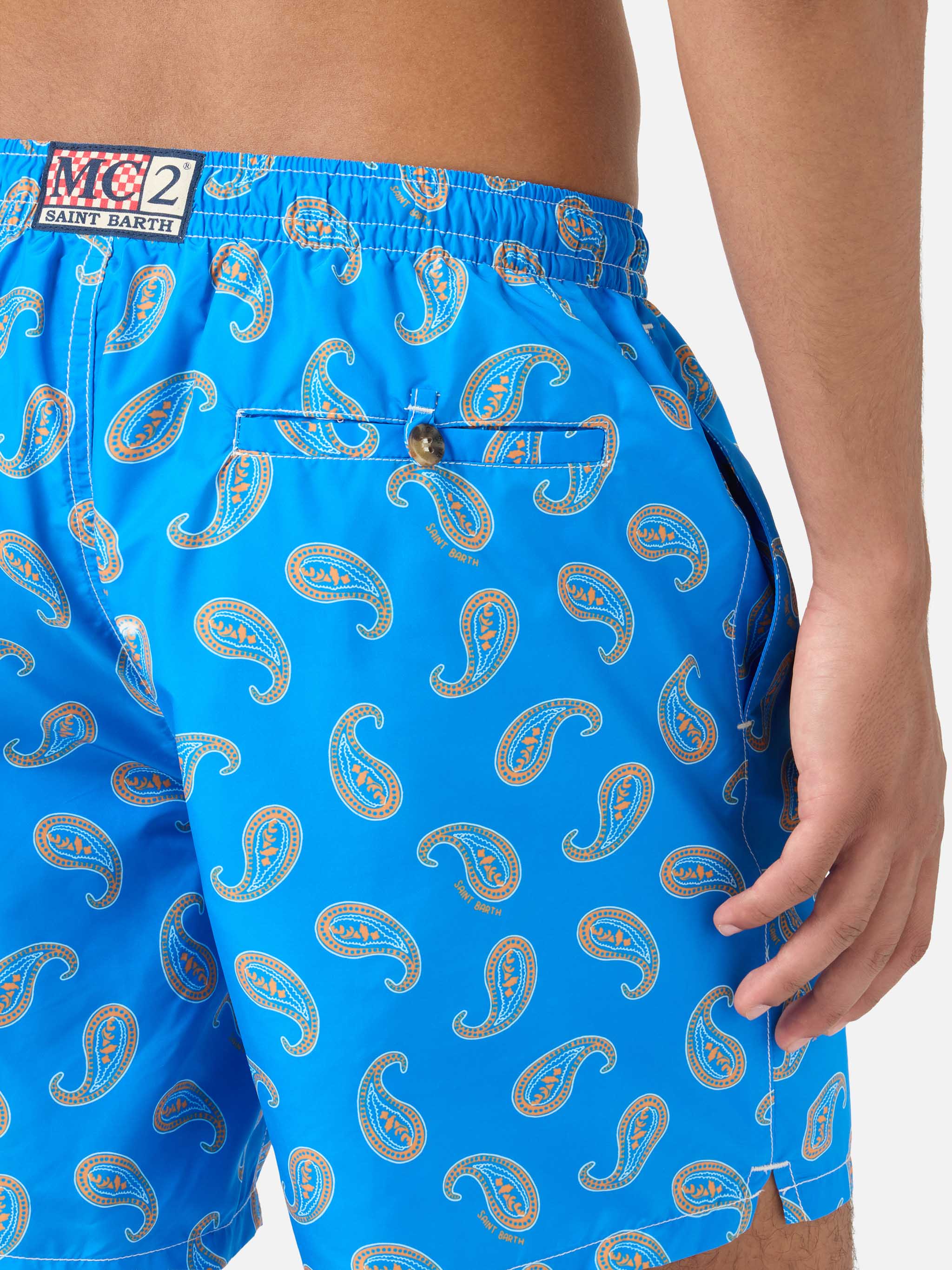 Blue Caprese swim shorts with paisley all-over print – MC2 Saint Barth