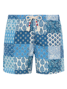 Mid-length swim-shorts Caprese with floral patch print