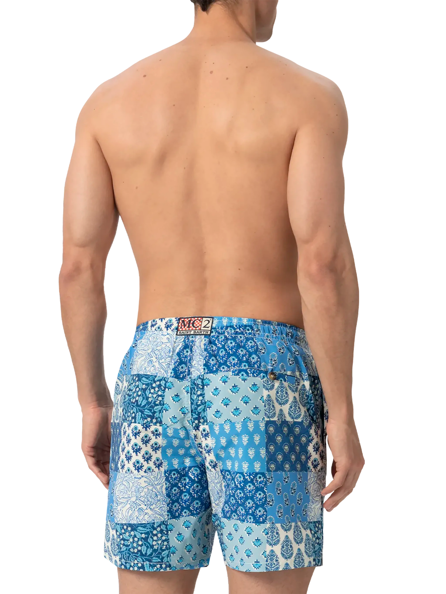 Mid-length swim-shorts Caprese with floral patch print
