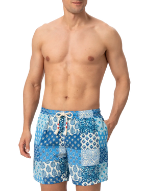 Mid-length swim-shorts Caprese with floral patch print