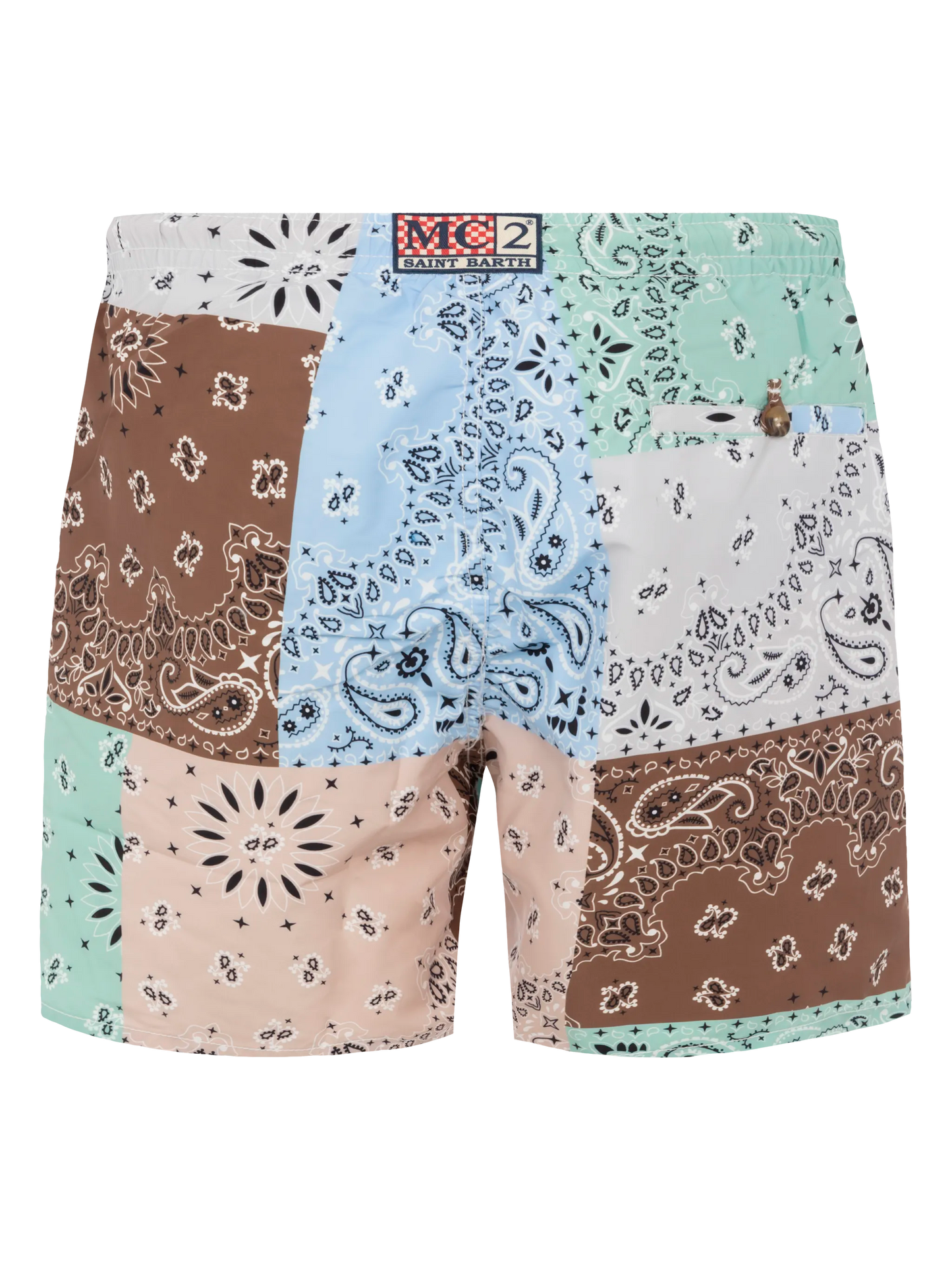 Mid-length swim-shorts Caprese with bandanna patch print - MC2 Saint Barth