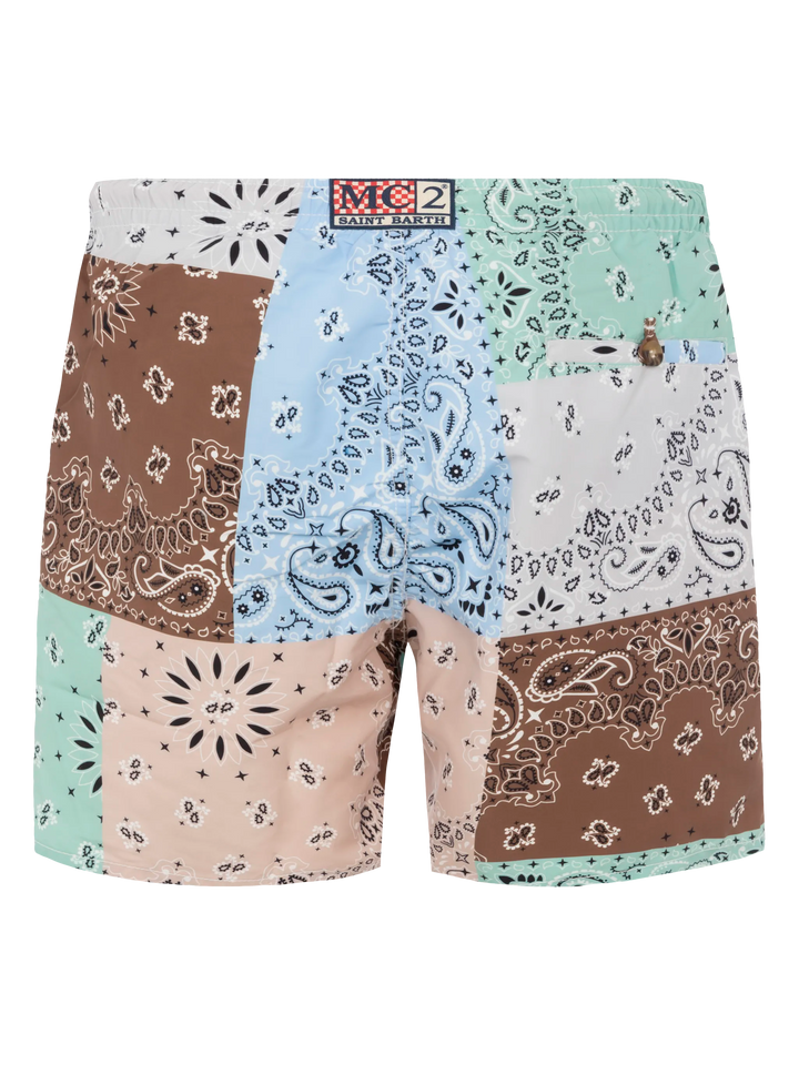 Costume mare lunghezza media Caprese con stampa bandana patch