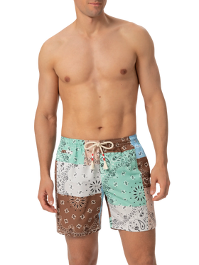 Mid-length swim-shorts Caprese with bandanna patch print - MC2 Saint Barth