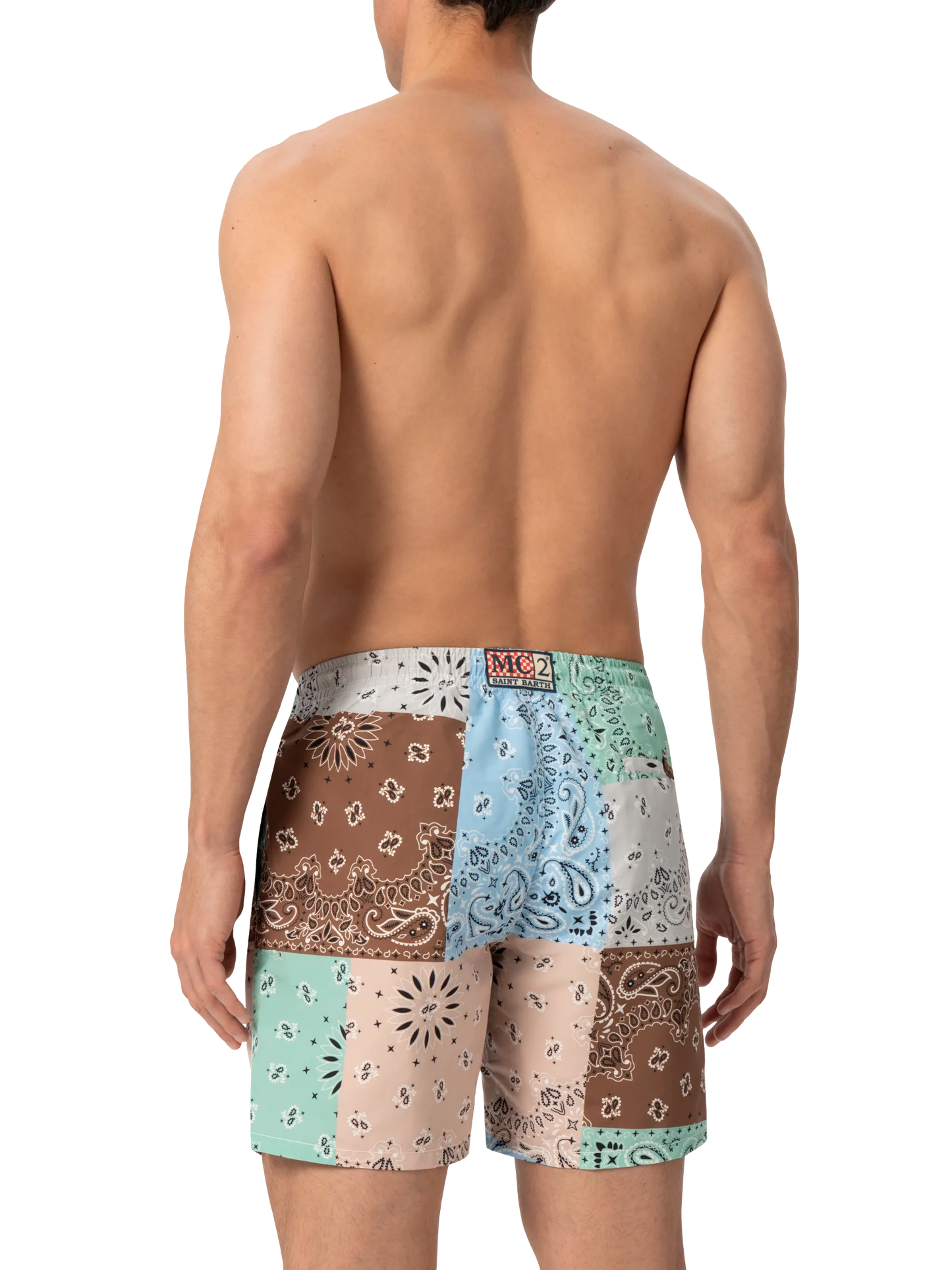 Mid-length swim-shorts Caprese with bandanna patch print - MC2 Saint Barth