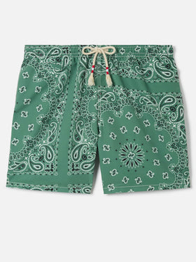 Costume mare Caprese con stampa bandana verde militare