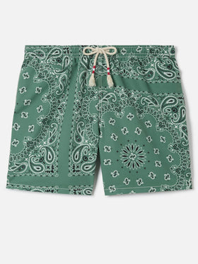 Caprese swim shorts with military green bandana print